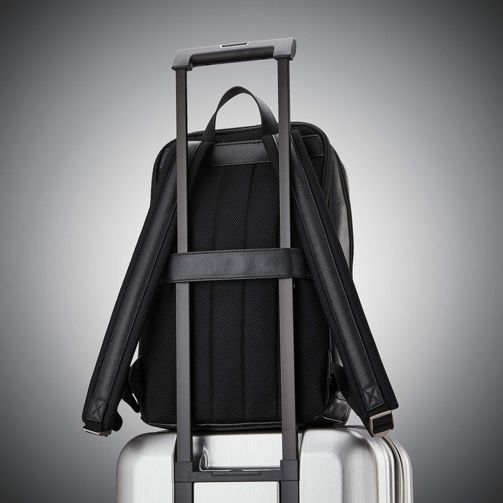 Black Classic Leather Slim Backpack