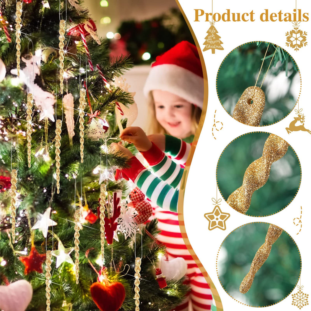 30 Gold Twisted Plastic Icicle Ornaments