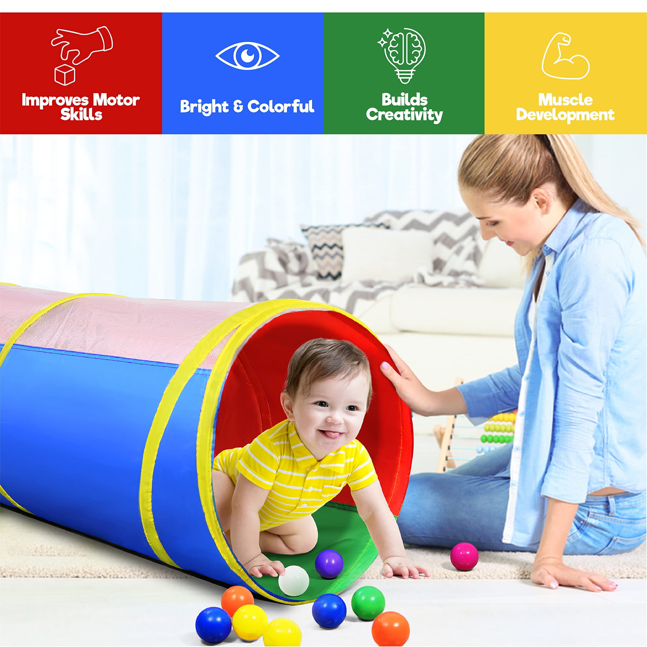 Hide N Side 6Ft Crawl Through Play Tunnel Toy Pop Up Tunnel For Kids Learningbugs