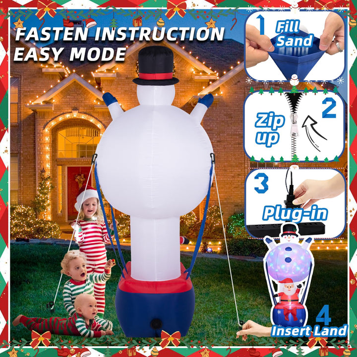 8ft Christmas Snowman Hot Air Balloon