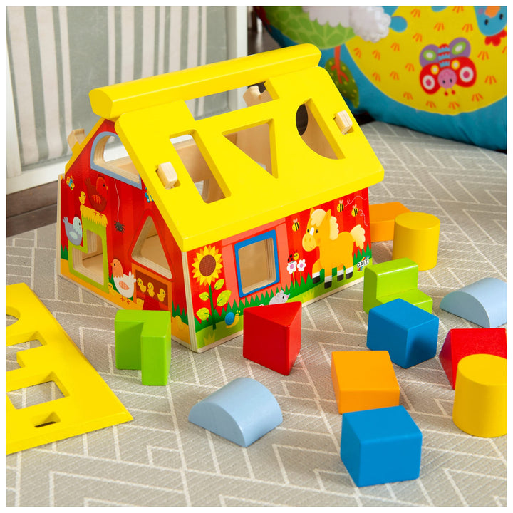 Galt Toys Post and Play Barn, Wooden Shape Sorter