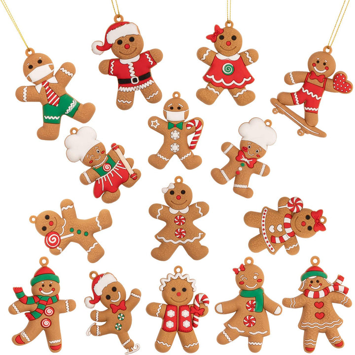 15-Pack Gingerbread Man Hanging Ornaments for Christmas