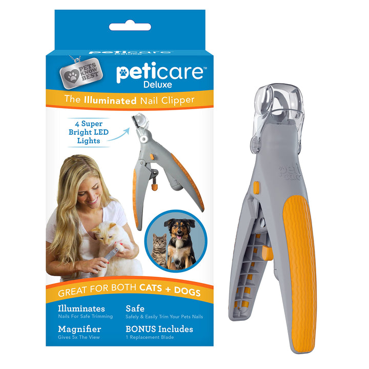 Allstar Innovations PetiCare LED Light Pet Nail Clipper- Great for Trimming Cats & Dogs Nails & Claws, 5X Magnification That Doubles as a Nail Trapper, Quick-Clip, Steel Blades