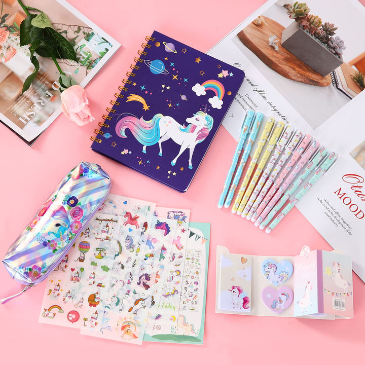 Unicorn Gifts for Girls 5-11: Pencil Case, Sticky Notes, Stickers & Notebook