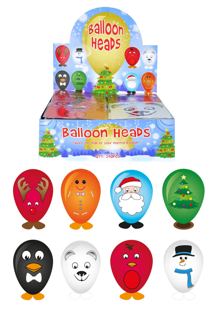 4 Assorted Christmas Balloon Heads with Stickers