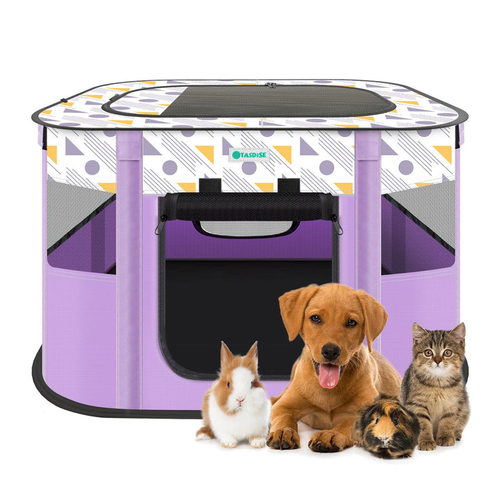 TASDISE Portable Dog playpen Foldable Pet playpen Puppy Exercise Kennel Tent For Puppies Dogs Cats Rabbits, For Indoor Outdoor Travel Camping Use with Free Carrying Case (Purple, Medium(32"x24"x22"))