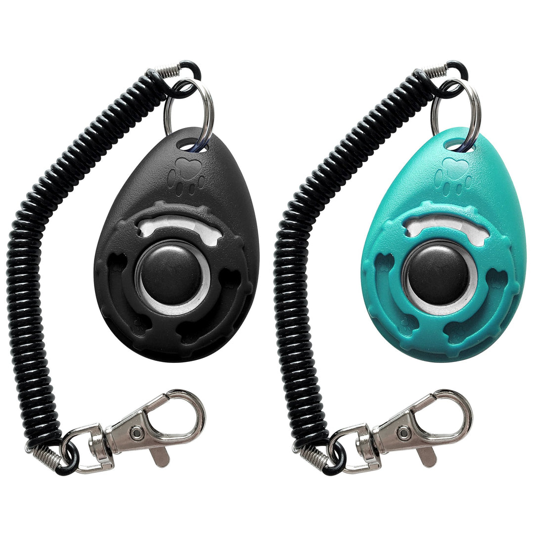 Pet Training Clicker with Wrist Strap - Dog Training Clickers (New Black + Blue)