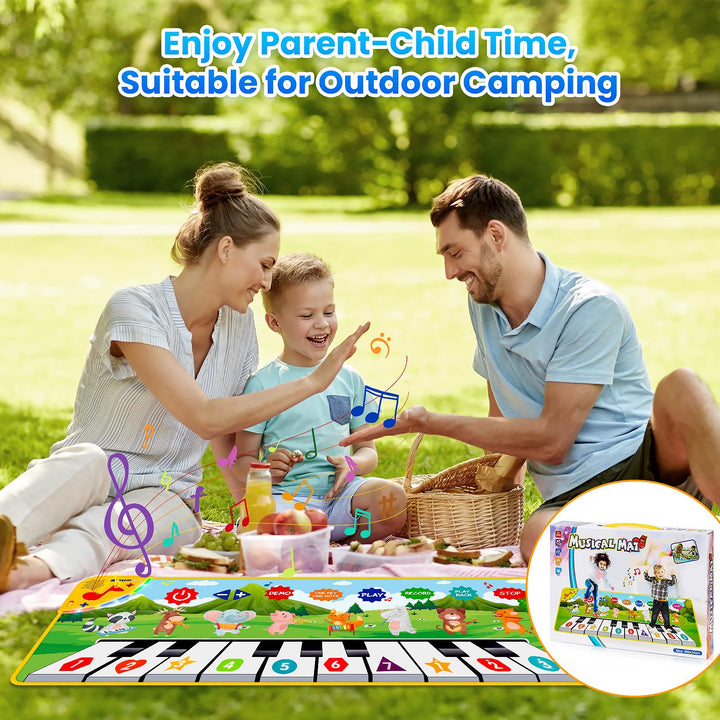 Kids Musical Piano Mats, Dance Mat Gifts Toys for 1 2 3 4 5 6 Year Old Girls Boys Kids Playmat for Toddlers Baby