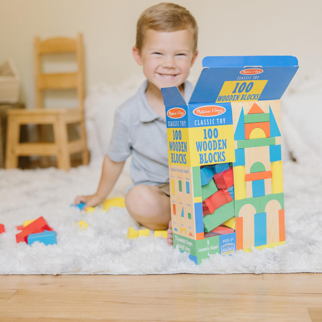 Melissa & Doug 100 Wood Building Blocks | Developmental Toy