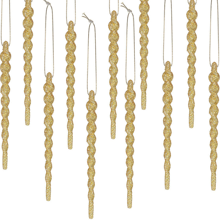 30 Gold Twisted Plastic Icicle Ornaments