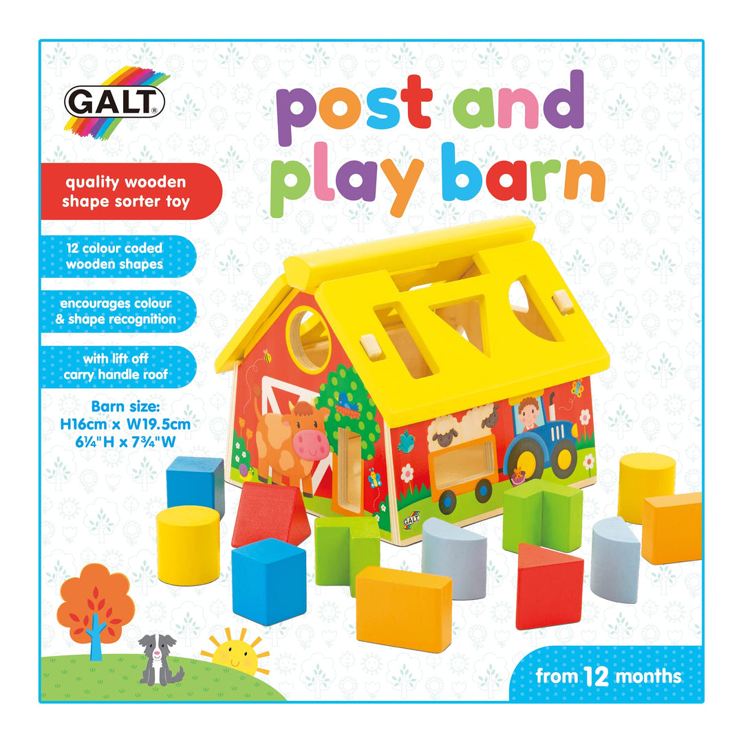 Galt Toys Post and Play Barn, Wooden Shape Sorter