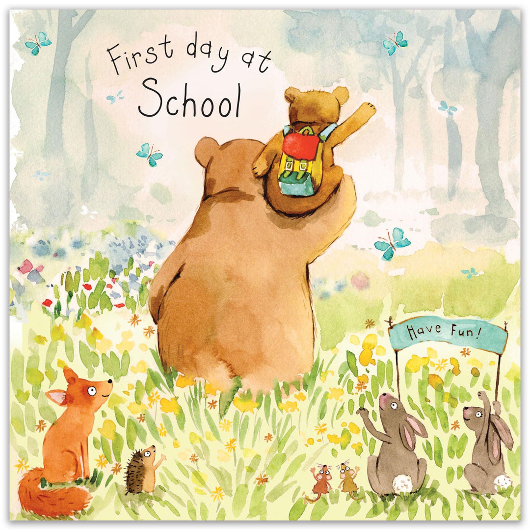 Cute Bear First Day School Card