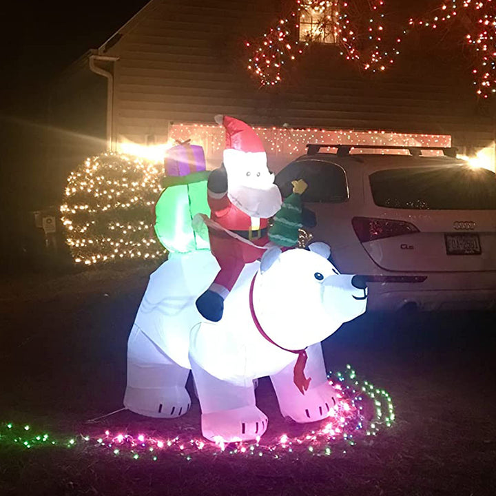 Inflatable 6 Ft Santa with Polar Bear & Tree