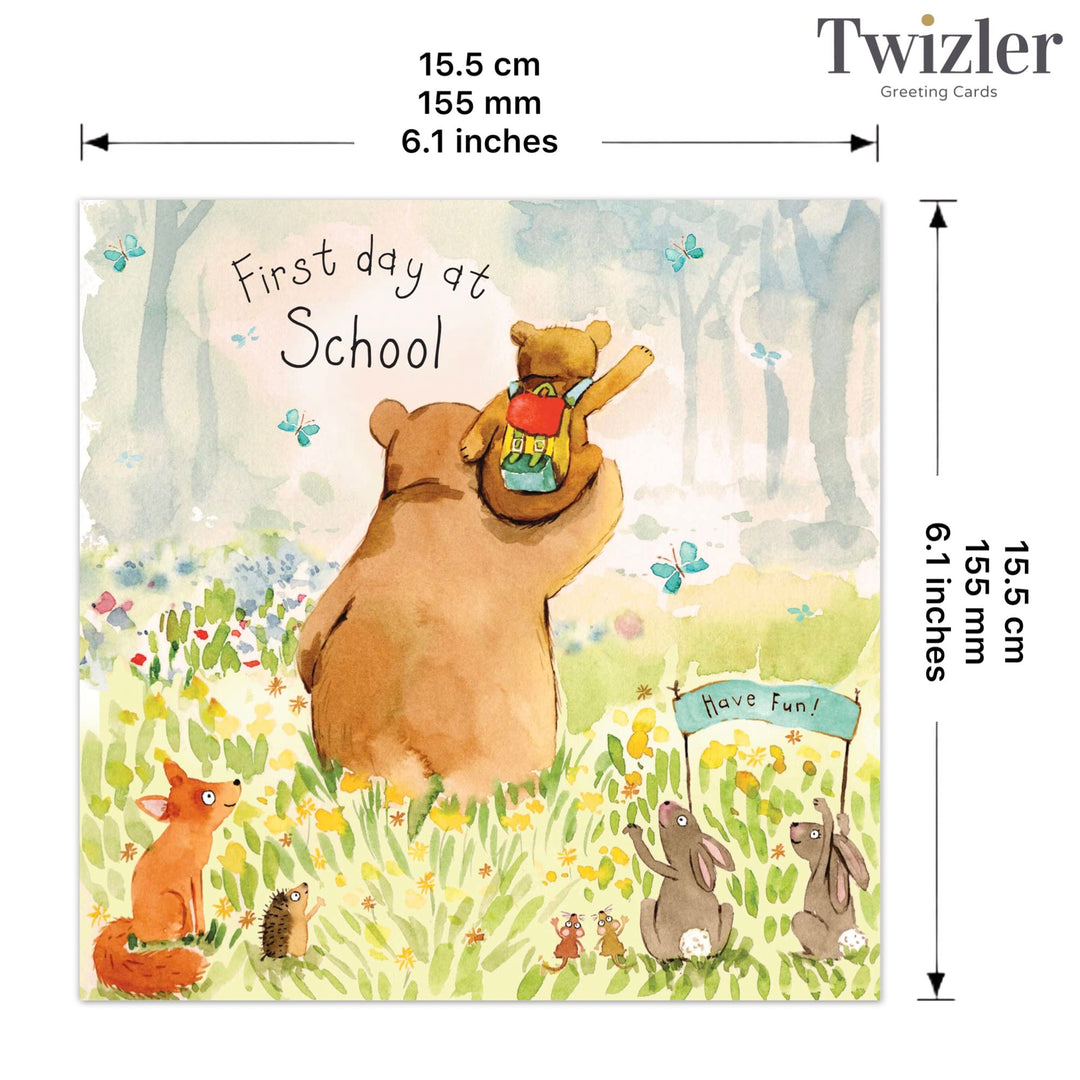 Cute Bear First Day School Card