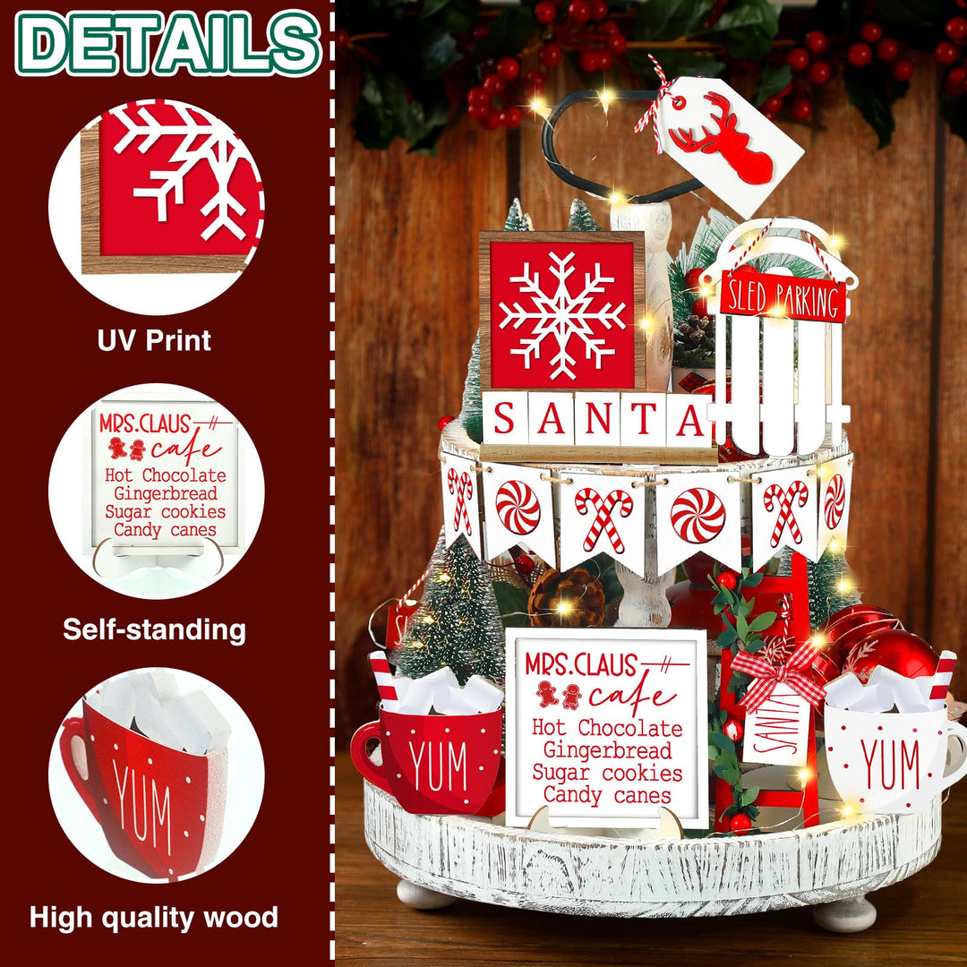 15 Pcs Christmas Tiered Tray Decor