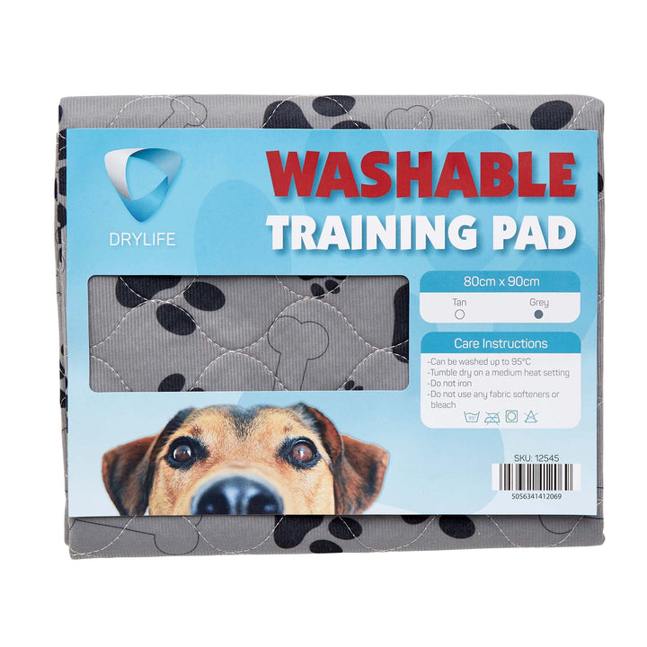 Drylife Washable Puppy Pads | Reusable Super Absorbent Extra Large Dog and Pet Training Mats | Anti-Slip, Quick Absorption, Locks in Pee, Odour Control, Floor Protection - 80x90cm (Grey, 1 Pack)