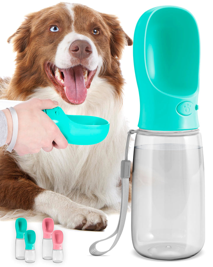 MalsiPree Portable Dog Water Bottle - Leak-Proof Bottles with Dog Bowls - Puppy Accessories Dog Water Dispenser - Drinking Water for Walking, Hiking, Travelling - Food Grade Plastic - 550ml, Blue