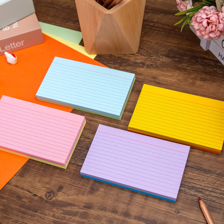 272PCS Colorful Flash Cards, Ruled Thin Index Cards (7.5cm x 12.5cm)