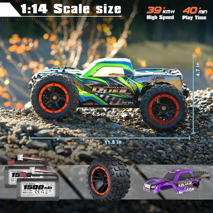 HAIBOXING RC Cars, 1:14 Remote Control Car for Adults Kids,39+KPH Hobby Electric RC Monster Truck