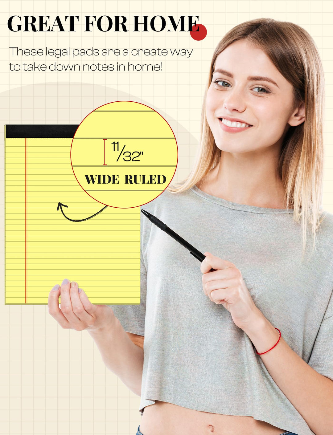 Yellow Wide-Ruled Legal Pads, 8.5x11, 6-Pack, 30 Sheets