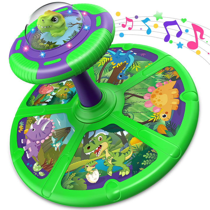 Flooyes Dinosaur Sit and Spin, 360° Sit and Spin, Toddler Toy Age 1 2 3 with LED & Music