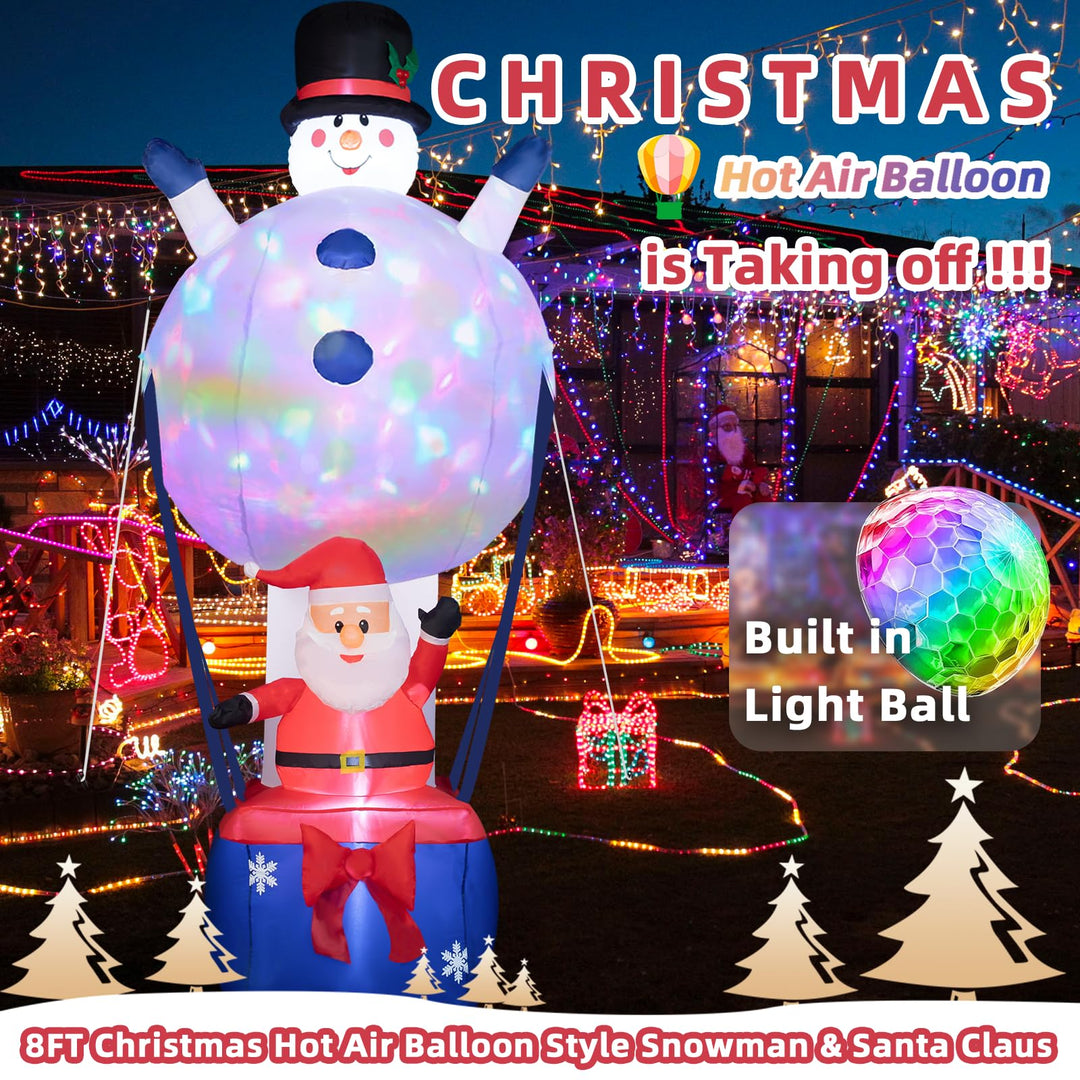 8ft Christmas Snowman Hot Air Balloon