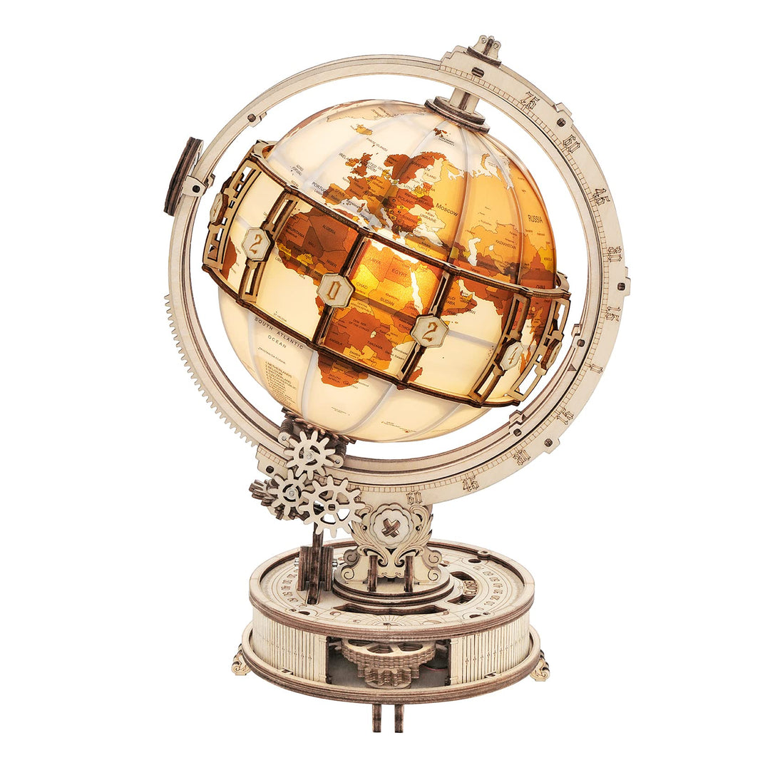 ROKR 3D Wooden Puzzles Luminous Globe 3D Wooden Model Kits to Build for Adults