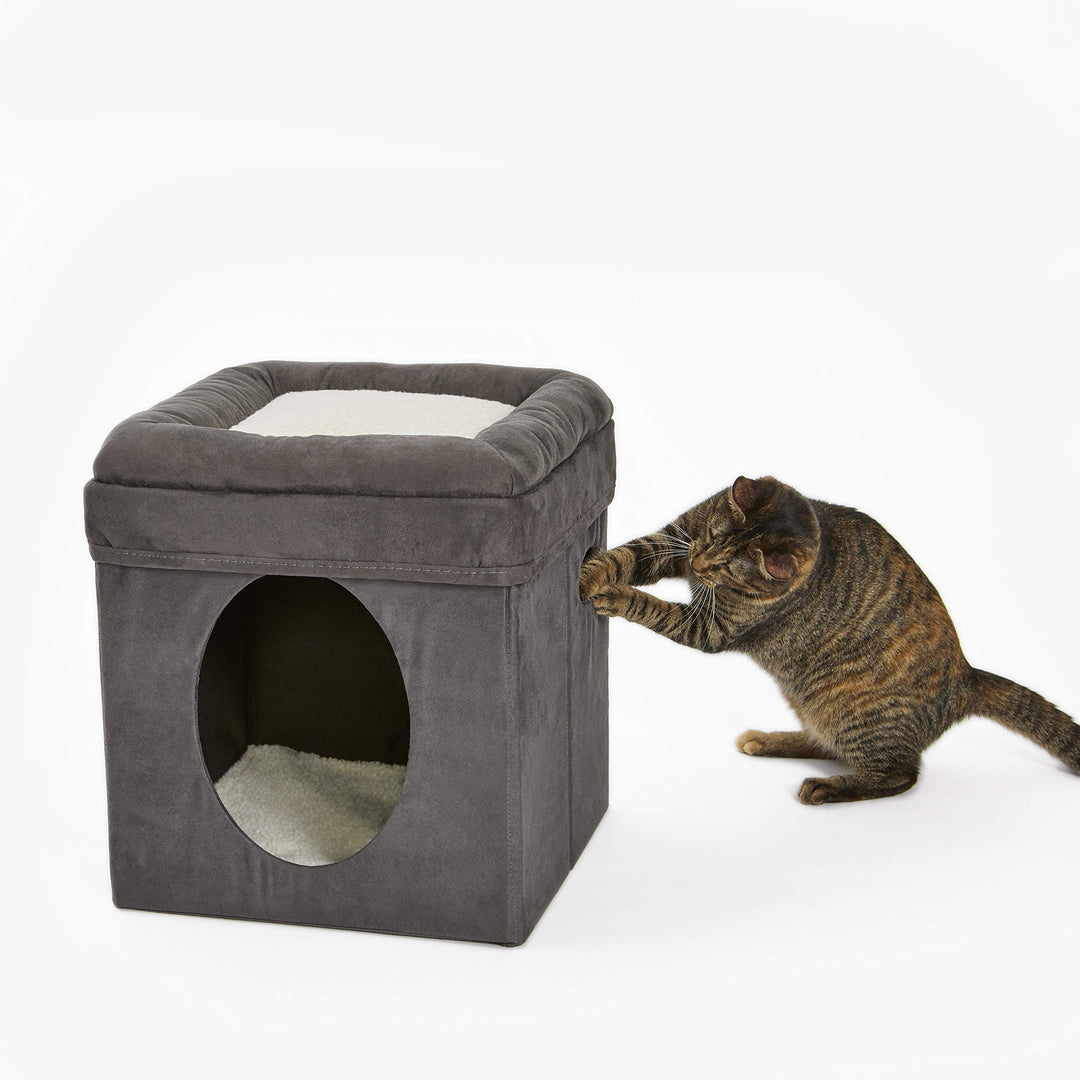 New World Cat Cube with Cat Bed Topper, 39.37L x 39.37W x 41.91H Centimeters; B137-GY