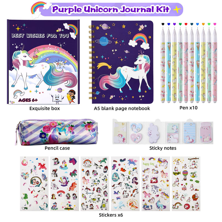 Unicorn Gifts for Girls 5-11: Pencil Case, Sticky Notes, Stickers & Notebook