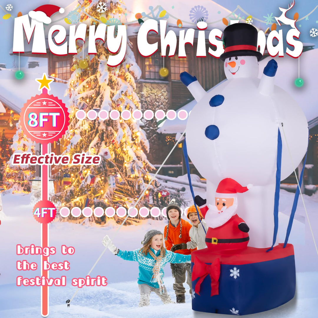 8ft Christmas Snowman Hot Air Balloon