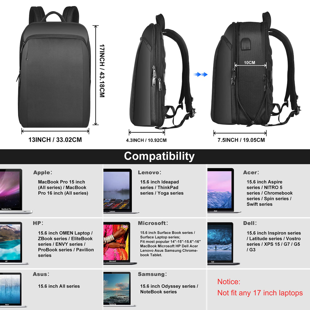 15-16" Anti-Theft Laptop Backpack with USB