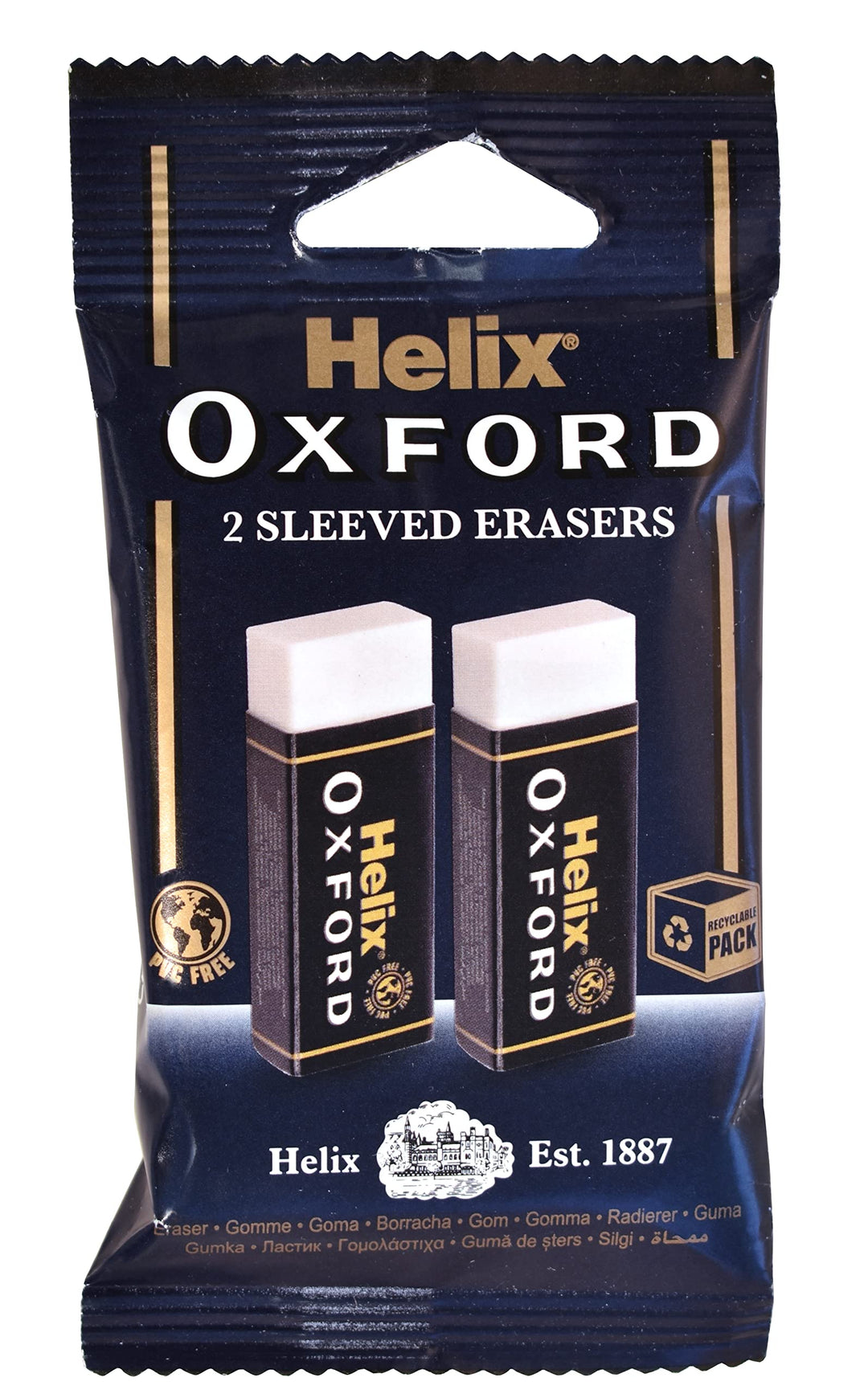 Oxford Twin Pack of Erasers, Oxford Blue, Large