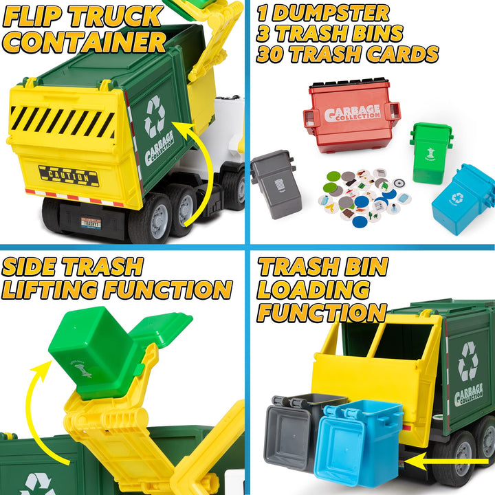 JOYIN Garbage Truck Toys for 3 4 5 6 7 Years Old Boys, Bin Lorry Toy, Rubbish Truck Toy