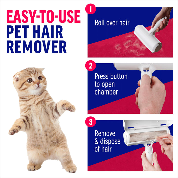 ChomChom Pet Hair Remover Roller - Reusable, Portable Cat and Dog Hair Remover and Scraper - Carpet Brush Hair Removal Tool - Animal Fur Lint Remover for Carpet, Clothes, Furniture, Car and Bedding