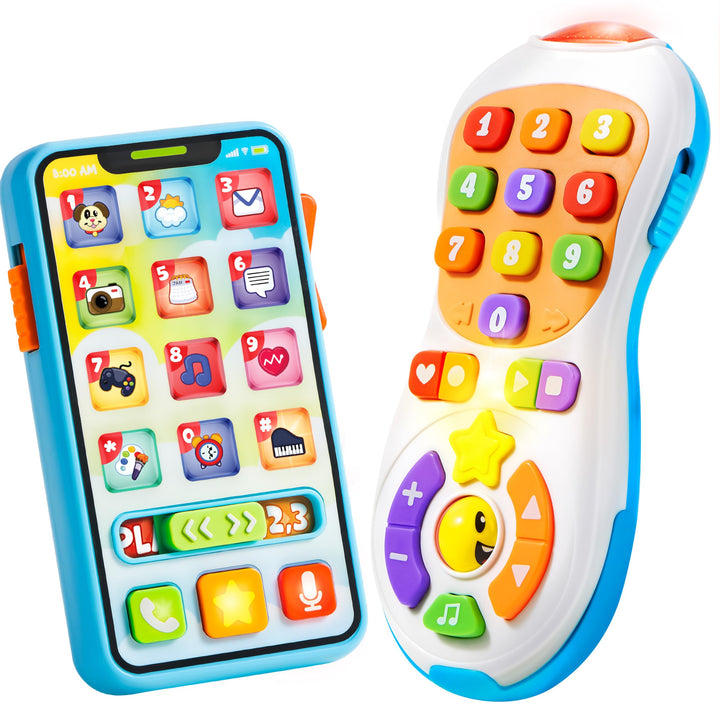 JOYIN Upgraded Toy Phone and Remote Control Set, 90+ Music and Learning Phrases, Baby Toys 6-12 Months