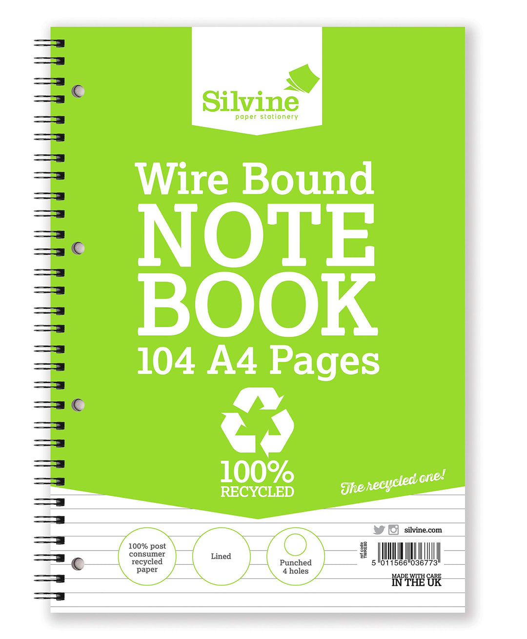 104-Page Recycled A4 Wirebound Notebook