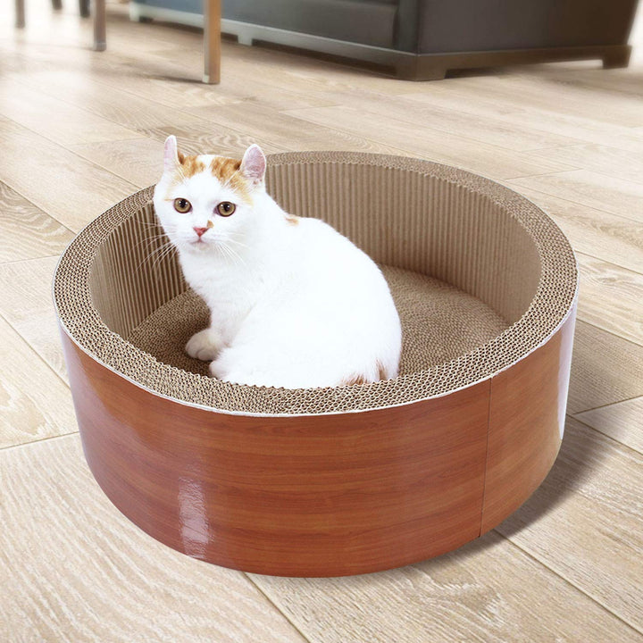 FluffyDream Cat Scratcher Post & Board, Round Cat Scratching Lounge Bed, Durable Pad Prevents Furniture Damage,45W x 45Dx 15H,CM