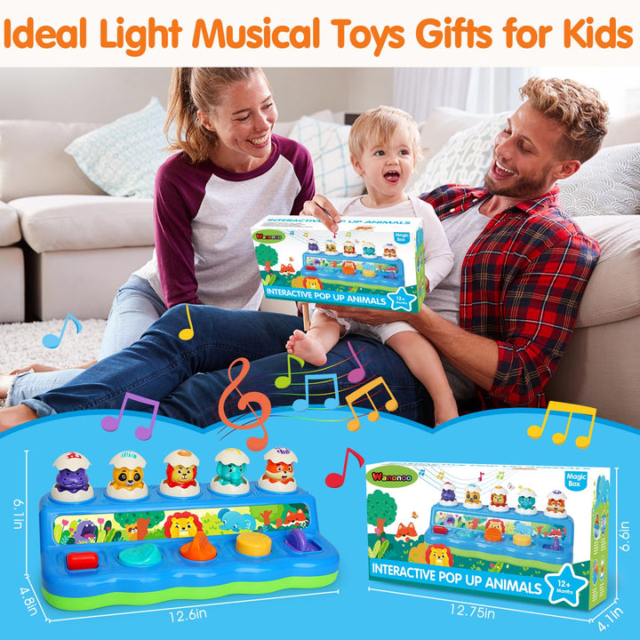 Interactive Pop up Animal Toys with Music & Light