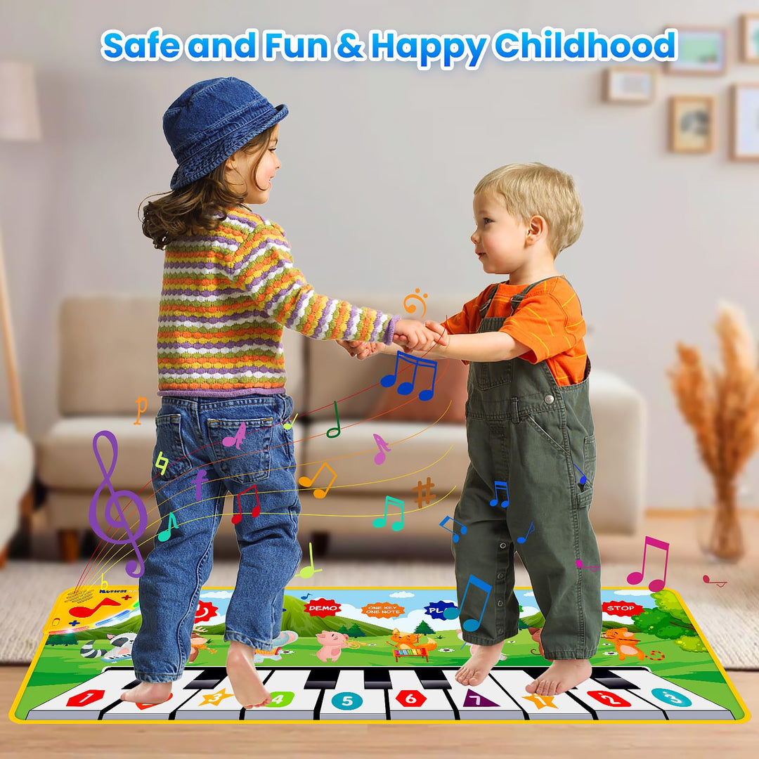 Kids Musical Piano Mats, Dance Mat Gifts Toys for 1 2 3 4 5 6 Year Old Girls Boys Kids Playmat for Toddlers Baby