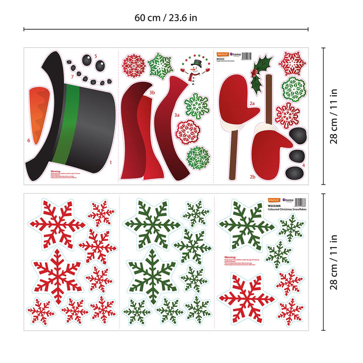 90x90cm Snowman & Snowflakes Christmas Wall Stickers