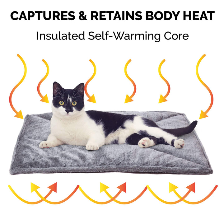 Furhaven Small Cat Bed ThermaNAP Quilted Faux Fur Self-Warming Pad, Washable