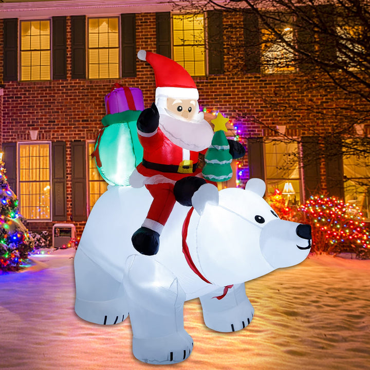 Inflatable 6 Ft Santa with Polar Bear & Tree