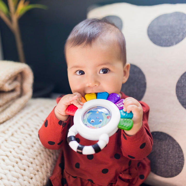 Baby Einstein, Outstanding Opus The Octopus, Sensory Rattle and Teether Multi-Use Toy, BPA Free and Chillable