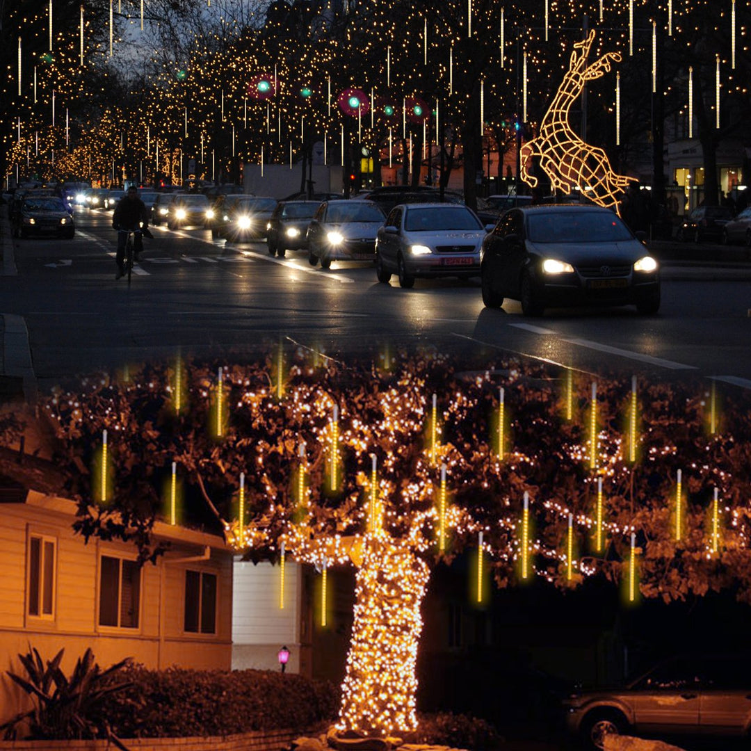 Solar-Powered Meteor Shower LED Christmas Lights