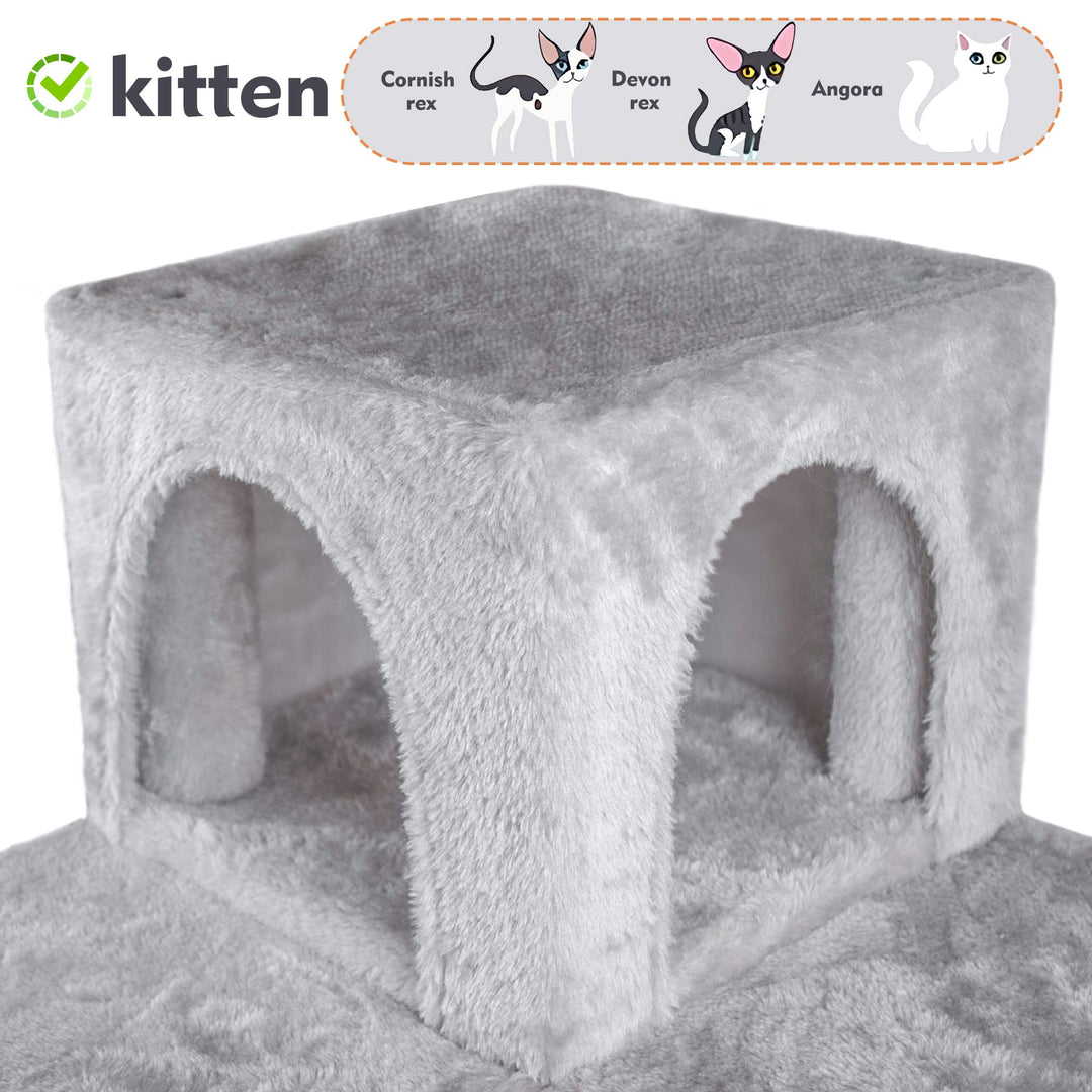 HOMIDEC Cat Tree, 151cm Cat Scratching Post Stable Cat Tower for Indoor Cat, Activity Centre Cat Climbing Tree with 2 Cat Houses