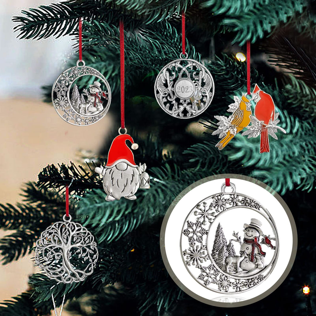 Solid Pewter Snowman Christmas Ornament