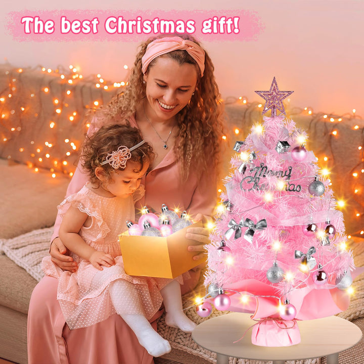 24" Pink Mini Christmas Tree