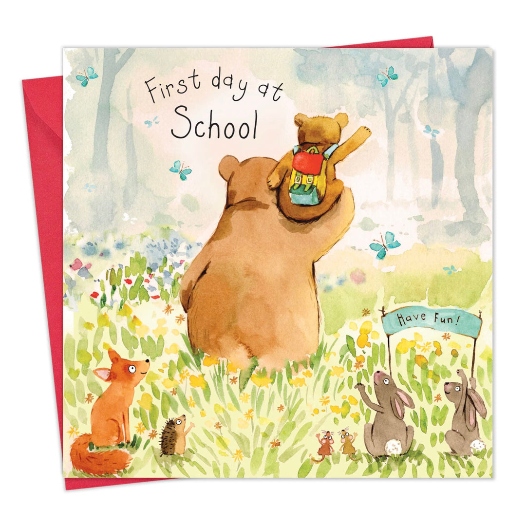 Cute Bear First Day School Card