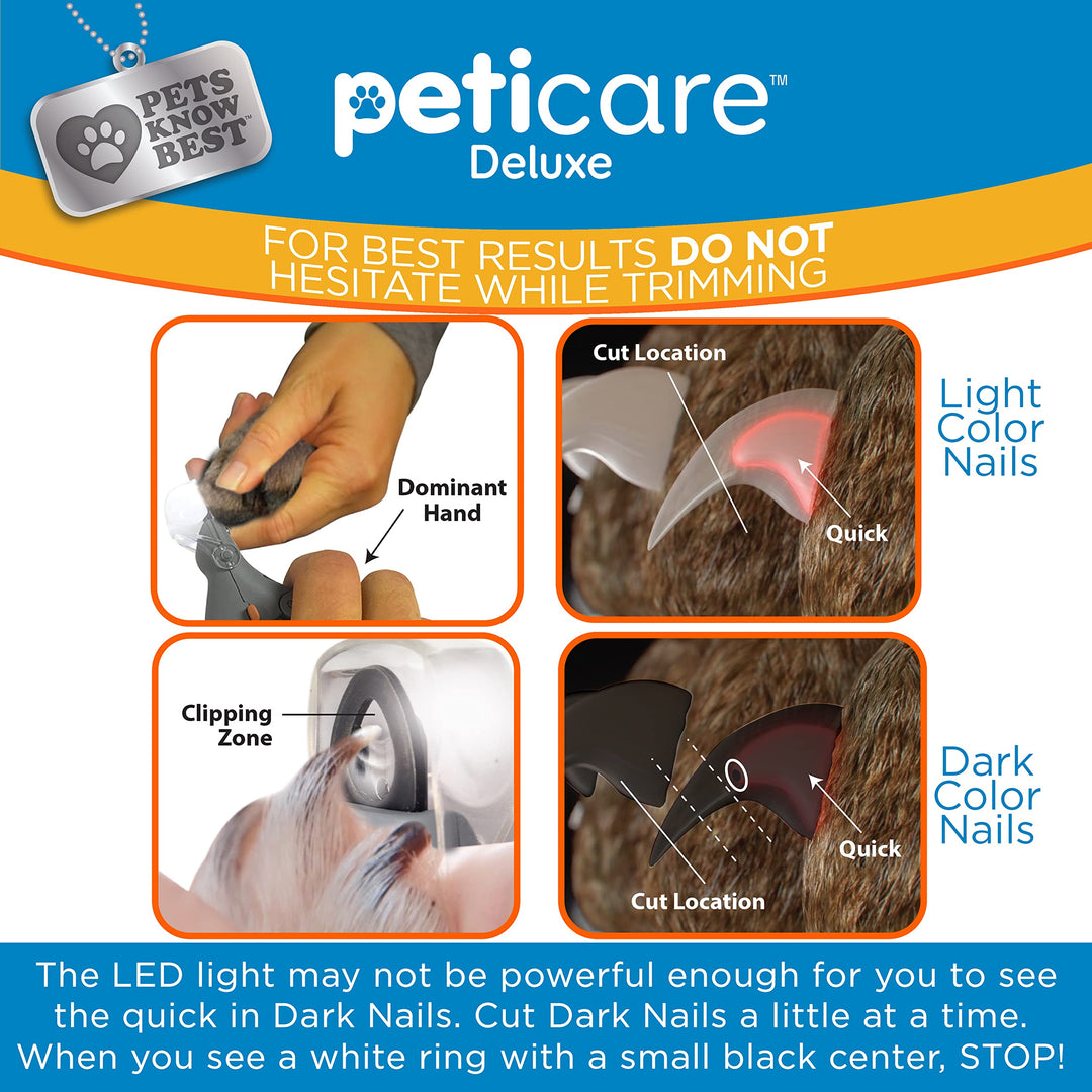 Allstar Innovations PetiCare LED Light Pet Nail Clipper- Great for Trimming Cats & Dogs Nails & Claws, 5X Magnification That Doubles as a Nail Trapper, Quick-Clip, Steel Blades