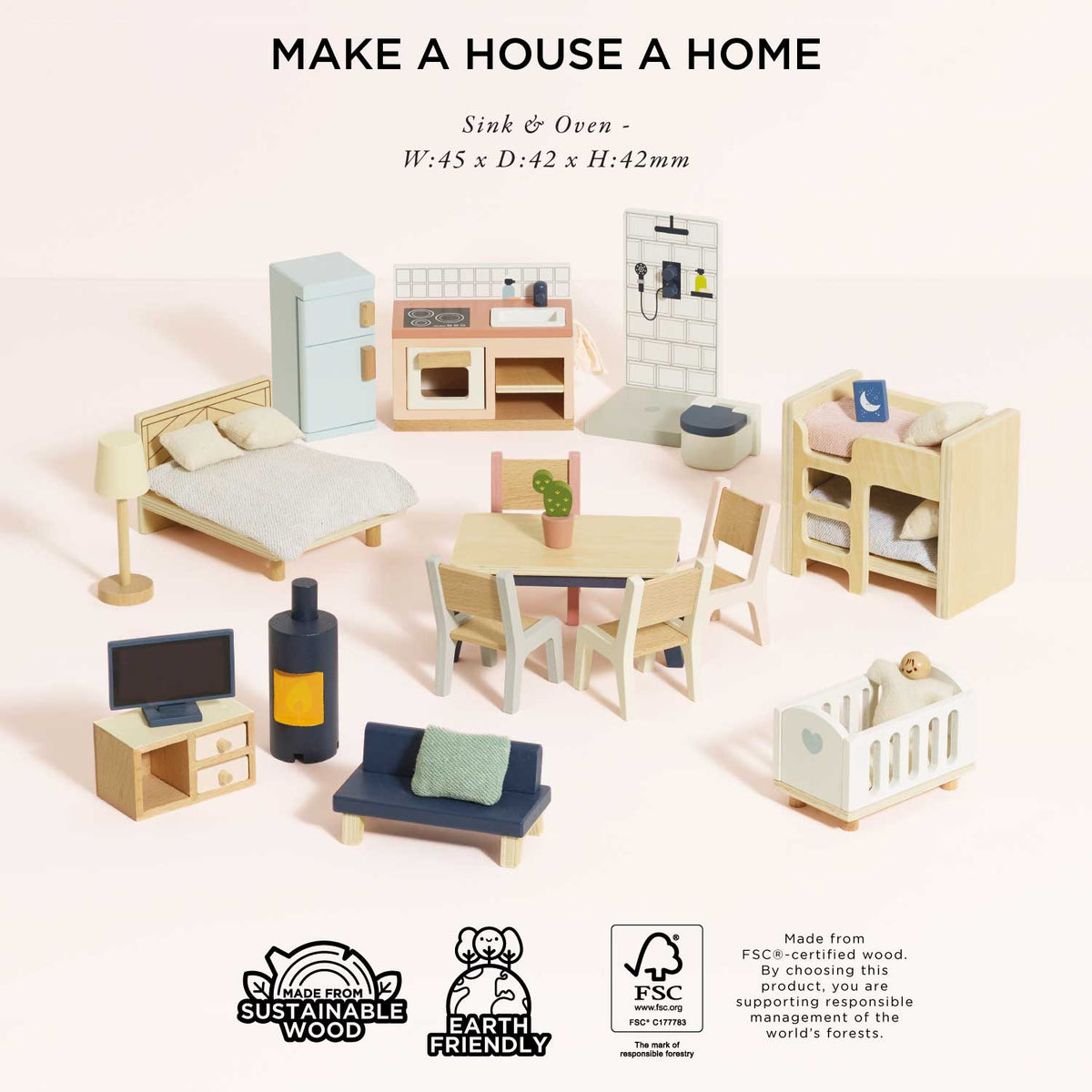 Le Toy Van Complete Dolls House Furniture Set, 35 pieces, photo 5 of 9